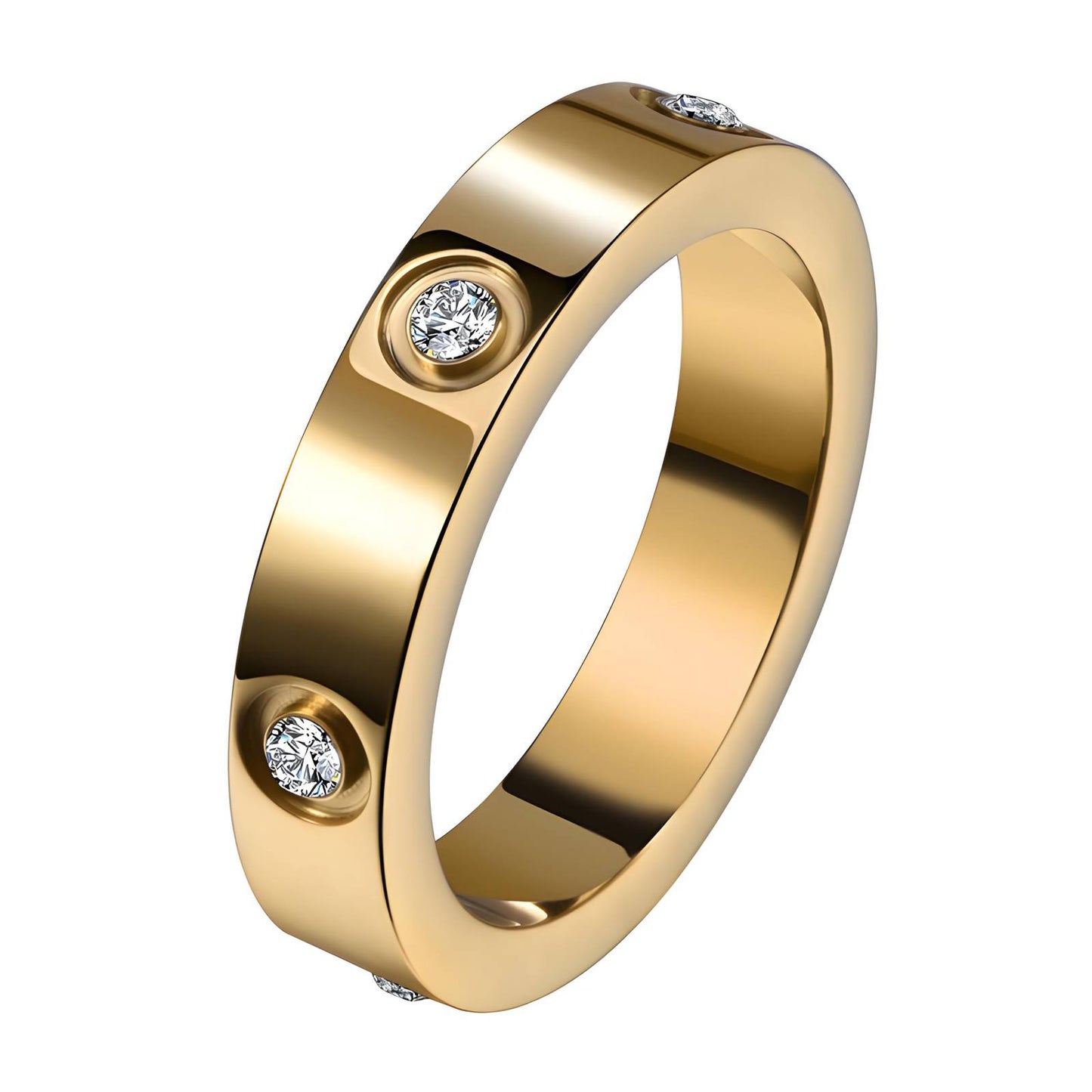 "Elisabeth" anello placcato in oro 18 kt con zirconi incastonati