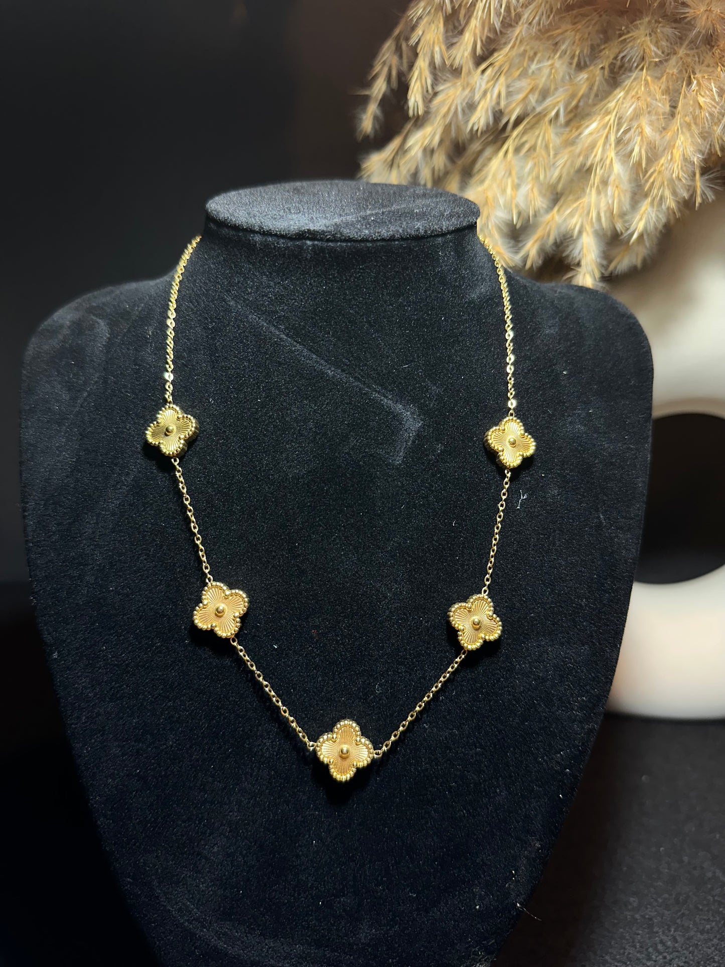 "BiBì" Collana maglia fine placcata oro 18kt con quadrifogli