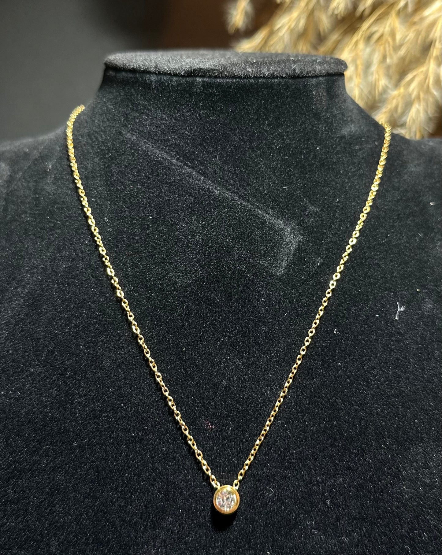 "Star" Collana maglia fine placcata oro 18kt con punto luce in zirconia