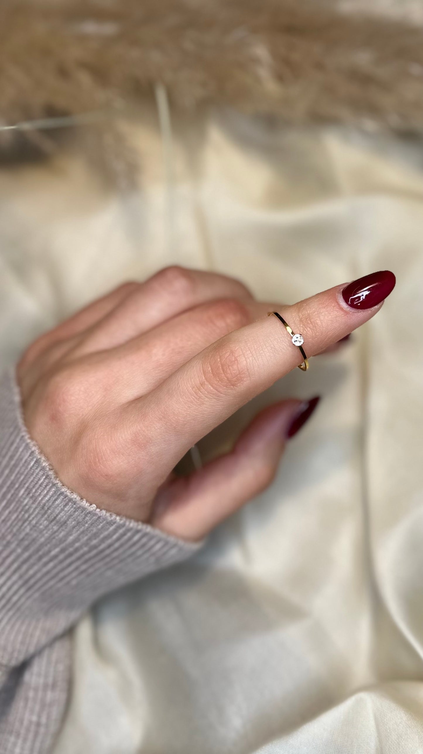 "Promise" solitario placcato in oro 18 kt con zircone
