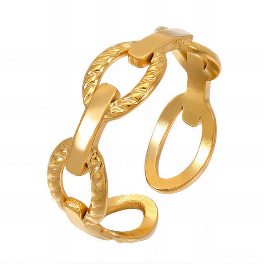 "Chain" anello placcato in oro 18 kt